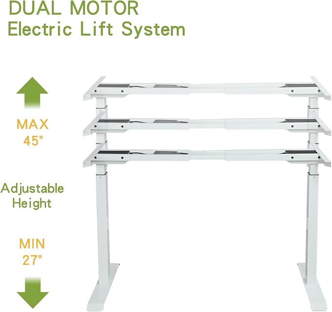 Radlove Dual Motor Height Adjustable Standing Desk Frame, Adjustable Desk Legs for 48'' to 70'' Desk Tops, Home Office Sit Stand Desk Base, Heavy Duty 265 lb Load Capacity for Home Office
