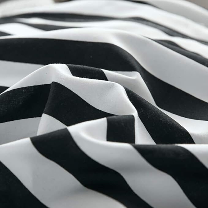 White&Black Stripes Comforter Set Full Women Bedding Set Soft Durable White Striated Bedding Set Black Stripes Ticking Quilts Hotel Quality Comforter Set Girls boy White Black Stripes Bed Set