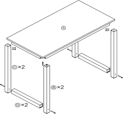 Computer Writing Desk 47 inch,Modern Simple Style PC Table, Black Metal Frame, Sturdy Home Office Table,Oak