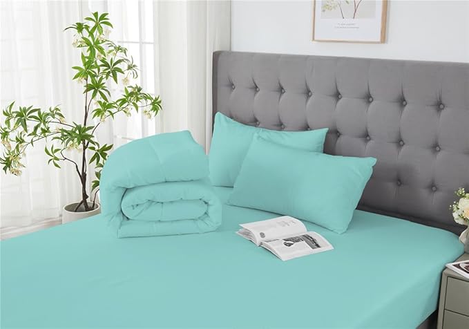 3 Piece Solid Color All Season Bedding Comforter Set Microfiber Soft Lightweight Bedding Set for Kids Teens Adults Room Decor with 1 Comforter and 2 Pillowcases Queen