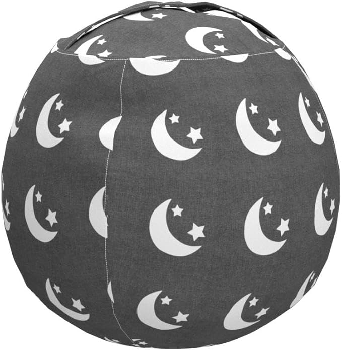 2 PCS Stuffed Animal Storage Bean Bag Chair Cover, Cotton Canvas Beanbag with Zipper for Organizing Kid's and Adults Room Stars Moon 24"