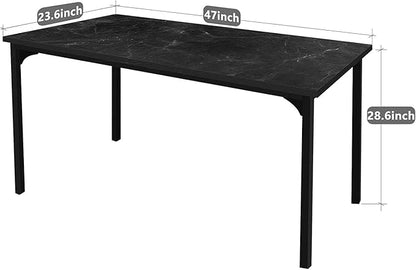 HealSmart Home Office Computer Desk, Modern Style Design with Headphone Hooks for Working, Writing and Gaming, Thickened 47 Inch, Black