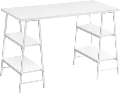Monarch Specialties 7521 Computer Desk, Home Office, Laptop, Storage Shelves, 48" L, Work, Metal, Laminate, White, Contemporary, Modern Desk-48, 47.25" L x 23.75" W x 30" H