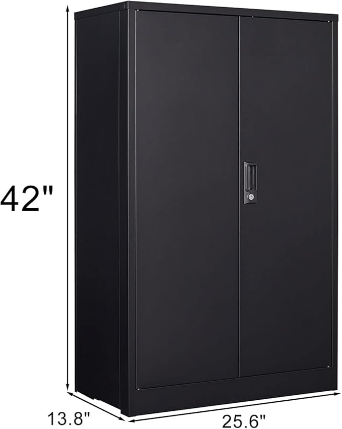 41.97" Metal Storage Doors and Adjustable Shelf,Folding Filing Cabinets w/Solid Steel Tube Locking Shaft,for Home Office,School,Garage,Black