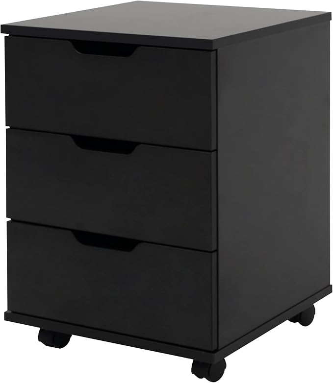 Farini 3-Drawer Vertical Filing Cabinet Rolling Wood Mobile File Cabinets Under Desk for Home Office with Casters (Black, Fully Assembled)
