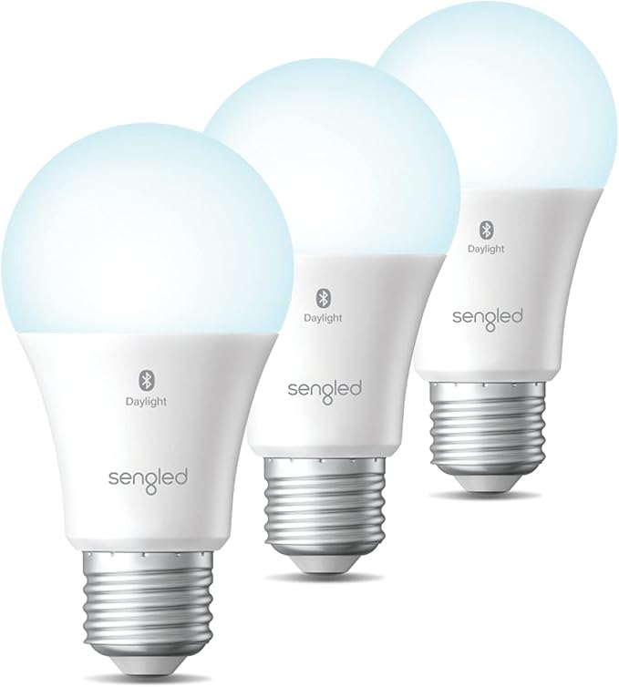 Sengled Alexa Light Bulb, S1 Auto Pairing with Alexa Devices, Smart Light Bulbs That Work with Alexa, Bluetooth Mesh Smart Home Lighting, Daylight 5000K, E26 60W Equivalent, 800LM, 3-Pack