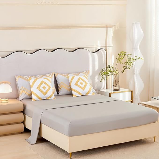 7PCS Gold and Grey Comforter Set,Gray Comforter Set Queen Size,Metallic Blush and Grey Bedding Set Queen,Bed in A Bag Queen for Teen Girls Women,Bedroom Decoration Queen 7Pcs