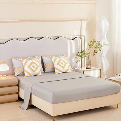 7PCS Gold and Grey Comforter Set,Grey Bedding Set Full Size,Metallic Blush and Grey Bedding Set Full,Bed in A Bag Full Comforter for Teen Girls Women,Bedroom Decoration Full 7Pcs