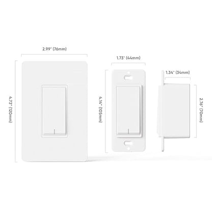 TREATLIFE 3 Way Smart Switch 4 Pack, 2.4Ghz WiFi Smart Light Switch 3 Way Switch Works with Alexa, Google Home and SmartThings, Remote Control, FCC, Schedule, Neutral Wire Required