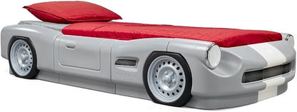 Step2 Roadster Toddler-to-Twin Bed, Crib to Twin Transition Race Car Bed, Adjustable, Ages 3+ Years Old, Easy Assembly, Gray