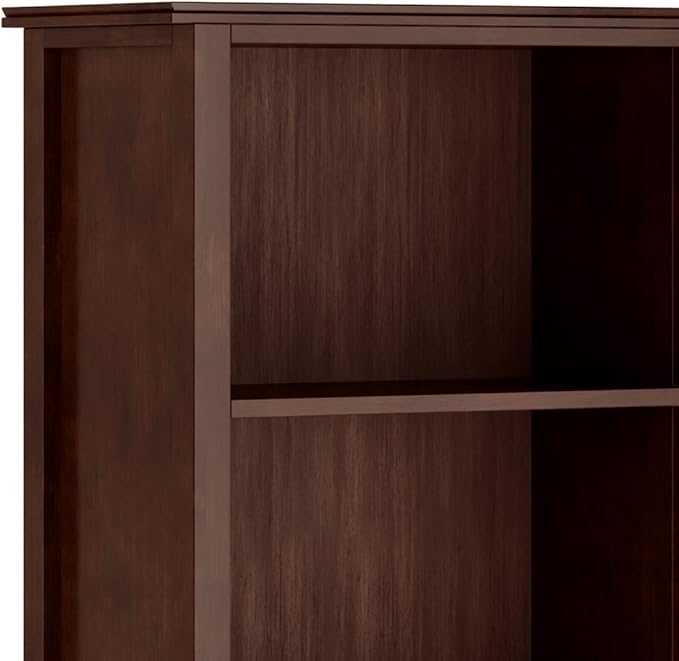 SIMPLIHOME Artisan SOLID WOOD 26 Inch Contemporary 5 Shelf Bookcase in Russet Brown, For the Living Room, Study Room and Office