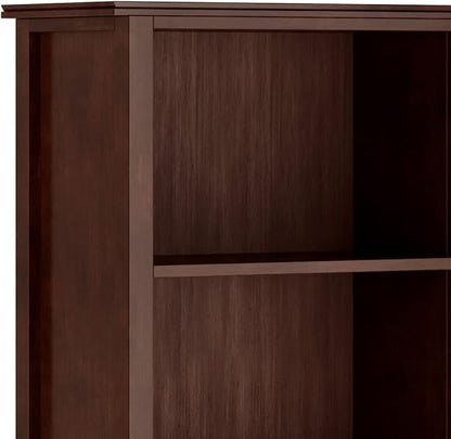 SIMPLIHOME Artisan SOLID WOOD 26 Inch Contemporary 5 Shelf Bookcase in Russet Brown, For the Living Room, Study Room and Office