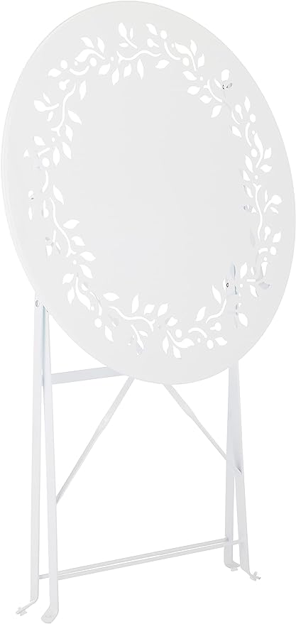 Alpine Corporation Indoor/Outdoor 3-Piece Bistro Set Folding Table and Chairs Patio Seating, White