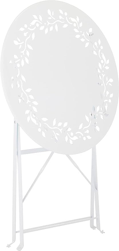 Alpine Corporation Indoor/Outdoor 3-Piece Bistro Set Folding Table and Chairs Patio Seating, White