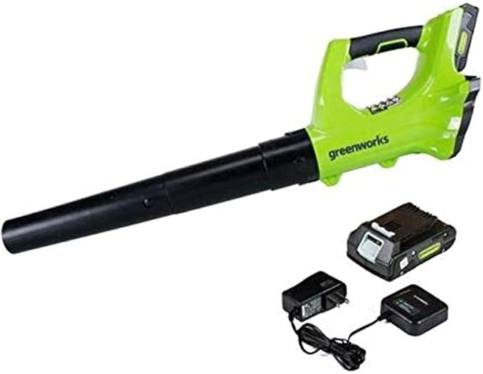 Greenworks 24V Axial Leaf Blower (100 MPH / 330 CFM), 2Ah Battery and Charger Included