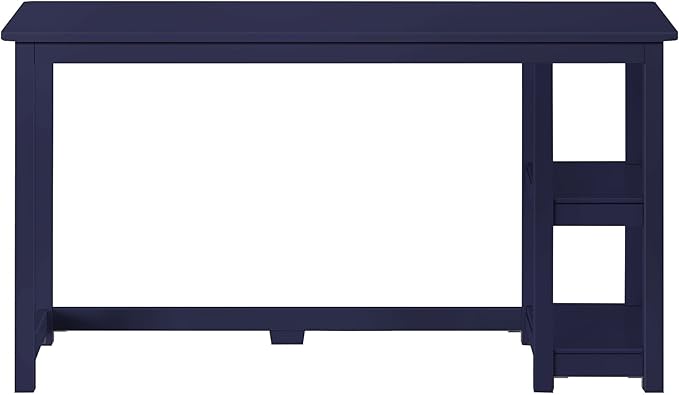 Max & Lily Solid Wood Desk With Shelves, 55 Inches, Blue