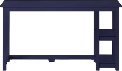 Max & Lily Solid Wood Desk With Shelves, 55 Inches, Blue