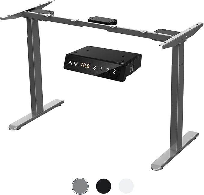 AIMEZ0 Dual Motor Electric Sit Stand Desk Standing Desk Frame Adjustable Height 27.4-45.6 inches DIY Motorized Computer Desk for Home and Office Gray (Frame Only)
