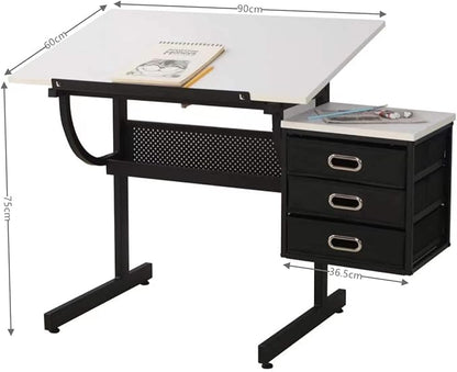 NicBex Laik-DW-00016-DX Desks, 45.67" W x 23.6" D x 29.5" H, White+Black