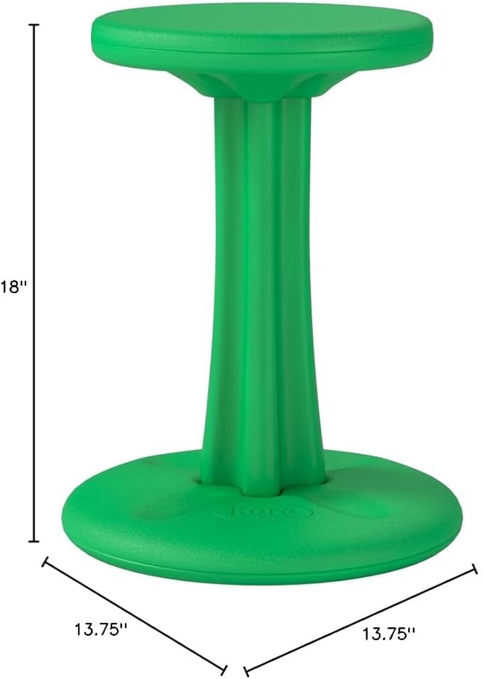 Kore Kids Pre-Teen Wobble Chair - Flexible Seating Stool for Classroom, Home & School, ADD/ADHD - Made in The USA - Age 10-11, Grade 5-6, Green (18.7in)