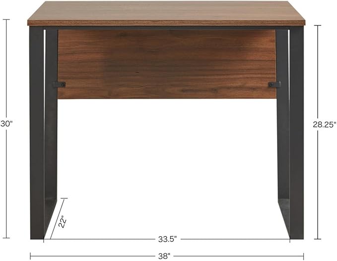 510 DESIGN Carlyle Home Office Computer Desk for Small Spaces - Industrial Wooden Top Writing Table with Sturdy Metal Legs, Living Room Furniture, Easy Assembly, 38" W x 22" D x 30" H, Dark Coffee