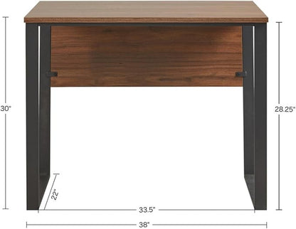 510 DESIGN Carlyle Home Office Computer Desk for Small Spaces - Industrial Wooden Top Writing Table with Sturdy Metal Legs, Living Room Furniture, Easy Assembly, 38" W x 22" D x 30" H, Dark Coffee
