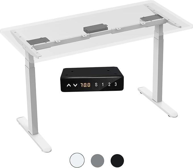 AIMEZ0 Dual Motor Sit Stand Desk Adjustable Electric Standing Desk Frame with LCD Touch Screen Adjustable Height 27.4-45.6 inches for Home & Office Table (Frame Only) White