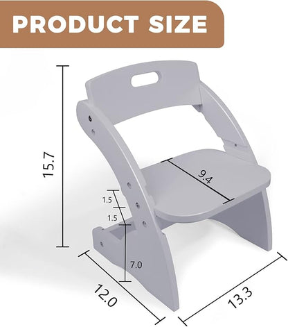 HOUCHCIS Toddler Chair, Wooden Toddler Chair for Kids, Adjustable Kids Chairs for Toddlers, Toddler Chairs and Small Chair, Kids Chair (Grey)