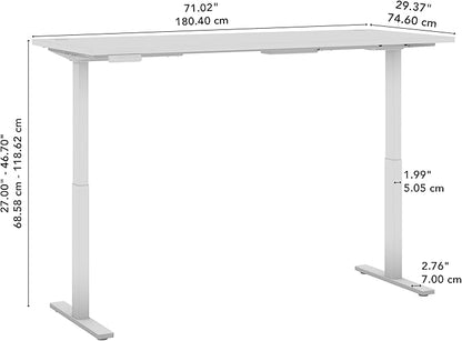 Bush Business Furniture Move 60 Series 72W x 30D Electric in Natural Elm with Black Base, Ergonomic Sit-Stand Computer Table for Home and Professional Office