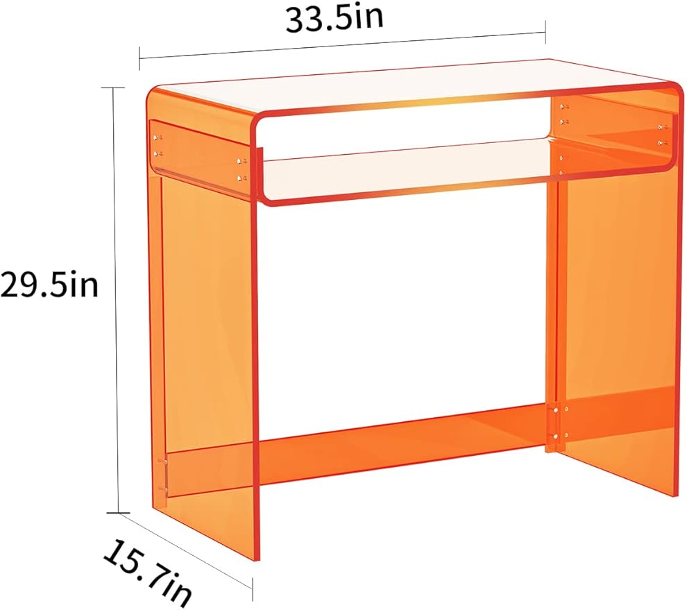 Acrylic Desk Laptop Workstation Study Table Home Office Console Table Entrance Table Decor (Orange)