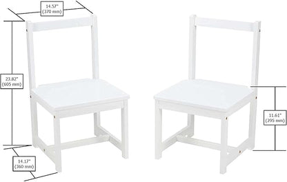 Amazon Basics Solid Wood Kids Activity Chair Set, 23.8-Inch Height - 2-Pack, White