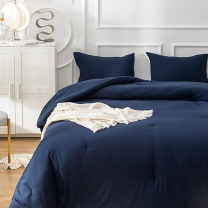 Navy Comforter Full Size Navy Blue Bedding Set Dark Navy Blue Comforter Set 3 Pieces 1 Comforter with 2 Pillowcases