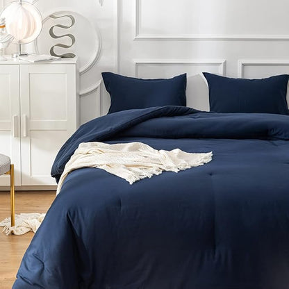 Solid Navy Comforter Set Twin Navy Blue Bedding Set Soft Pure Navy Blue Bedding Quilt Set Kids Teens Adult Navy Blue Blanket Women Breathable Durable Bed Comforter Set Dark Navy Bedding Set