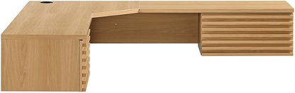 Modway Render 60" Mid-Century Modern Wall-Mount Corner Office Desk in Oak