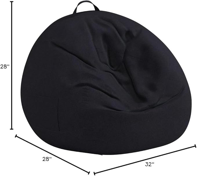 Bean Bag Chair Cover (No Filler) Stuffed Animal Storage for Kids .Soft Premium Corduroy Stuffable Beanbag for Organizing Children Plush Toys or Memory Foam Small 100L (Black)