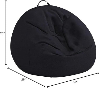 Bean Bag Chair Cover (No Filler) Stuffed Animal Storage for Kids .Soft Premium Corduroy Stuffable Beanbag for Organizing Children Plush Toys or Memory Foam Small 100L (Black)