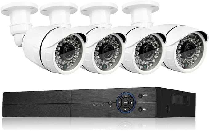 Eversecu 4 Channel Security Camera System 1080P Lite DVR and (4) 2.0MP 1080P Weatherproof Cameras Support Night Vison Weatherproof, Motion Alert, Smartphone, PC Easy Remote Access (NO HDD Included)