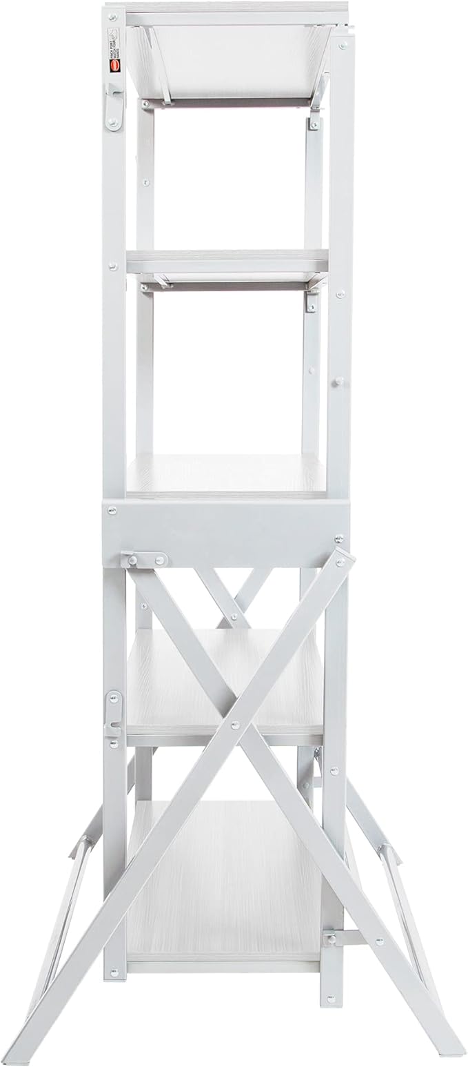 Origami Modern 2 in 1 Shelf to Table Style, Organizer Deco Rack Magically Turn to a Table/Desk in a Second,Fully Assembled,White/White US Patent Pending (STT-WHIWHI)