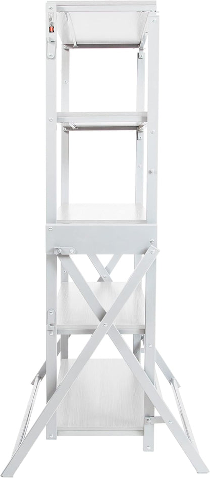 Origami Modern 2 in 1 Shelf to Table Style, Organizer Deco Rack Magically Turn to a Table/Desk in a Second,Fully Assembled,White/White US Patent Pending (STT-WHIWHI)