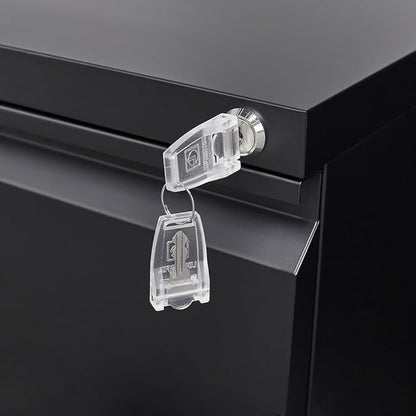 Panana 2-Drawer Mobile File Cabinet with Lock, Commercial Vertical Cabinet, Rolling Filing Cabinet for Letter/A4 Size (Black)