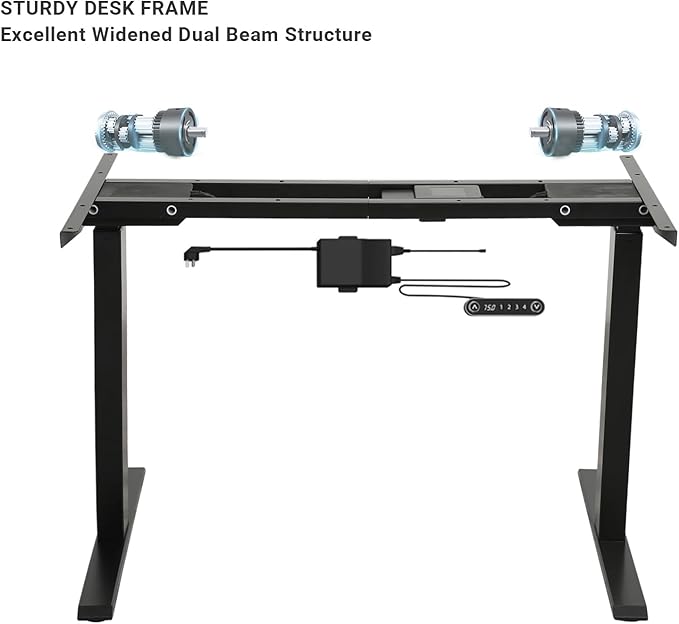 Electric Sit Dual Motor Height Adjustable, Memory Stand Up Desk with Drawer, Ideal for Daily Use at Home Office, Bedroom, 63x30 Inch, Dark Brown