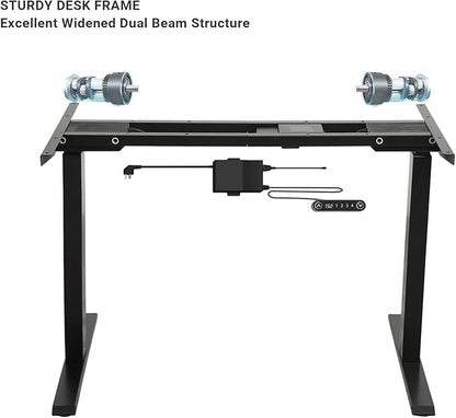 Electric Sit Dual Motor Height Adjustable, Memory Stand Up Desk with Drawer, Ideal for Daily Use at Home Office, Bedroom, 63x30 Inch, Dark Brown