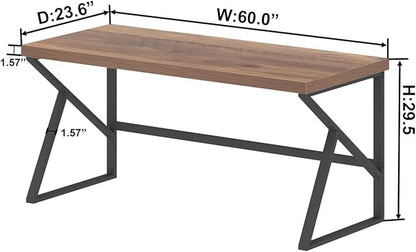 HSH Large Computer Desk, Industrial Modern Home Office Desk, Wooden and Metal PC Desk for Work Writing Study Gaming Bedroom, Farmhouse Vintage Computer Table Executive Workstation, Rustic Oak 60 Inch