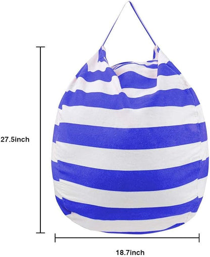 Stuffed Animal Storage Bean Bag Chair Cover for Kids Room, Stuffed Animals Storage Organizer Boys and Girls Plush Toy—Deep Blue