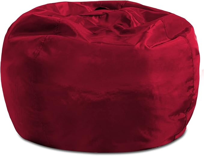 Posh Creations Structured Comfy Bean Bag Chair for Gaming, Reading, and Watching TV, 100in Round Classic Bean Bag, Microsuede - Red