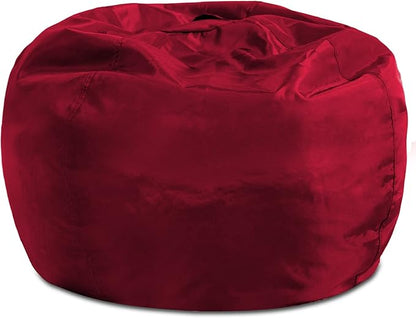 Posh Creations Structured Comfy Bean Bag Chair for Gaming, Reading, and Watching TV, 100in Round Classic Bean Bag, Microsuede - Red