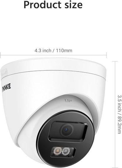 ANNKE C800 4Pcs Ultra HD 4K PoE Security Cameras with AI Human/Vehicle Detection, 8MP Turret IP Camera with Audio, Spotlight Color Night Vision, H.265+, IP67 Weatherproof, Support 512GB Micro SD