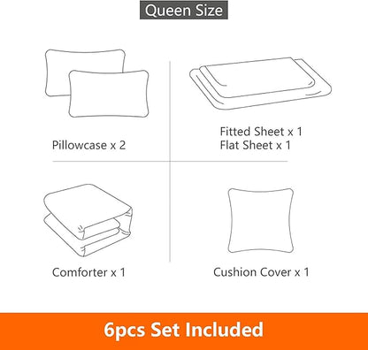 Kids Gaming Bedding Sets, 6 Piece Gamer Comforter Sets for Teens Boys Full Size for Bedroom Comforter Set Adult 3D Gamepad Microfiber Bedding Sets Fits All Season Bedding Comforter Sets