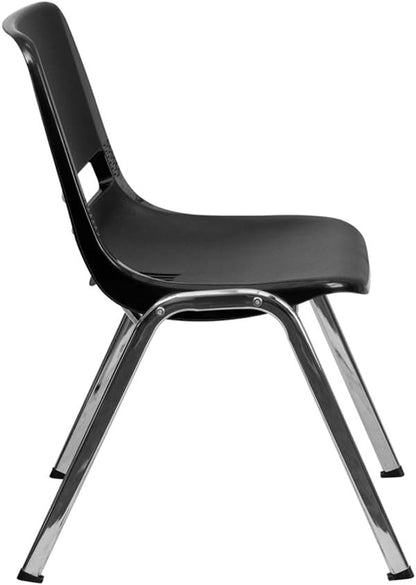 Flash Furniture 5 Pack HERCULES Series 661 lb. Capacity Black Ergonomic Shell Stack Chair with Chrome Frame and 16'' Seat Height