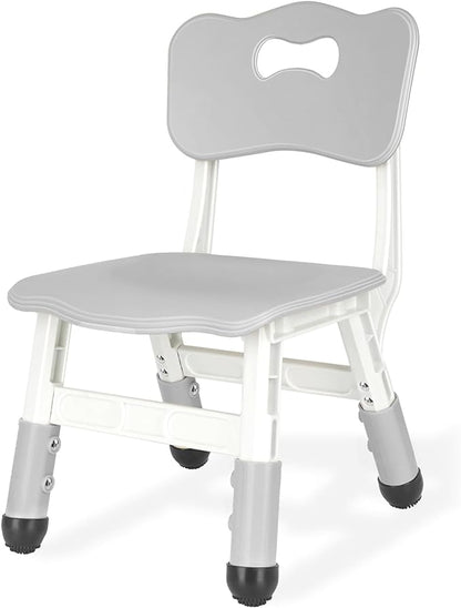 Kids Chair Height Adjustable Toddler Chair Max Load 220LBS Plastic Indoor Outdoor Chair for Children Age 1-6 School Home Daycare Use Grey